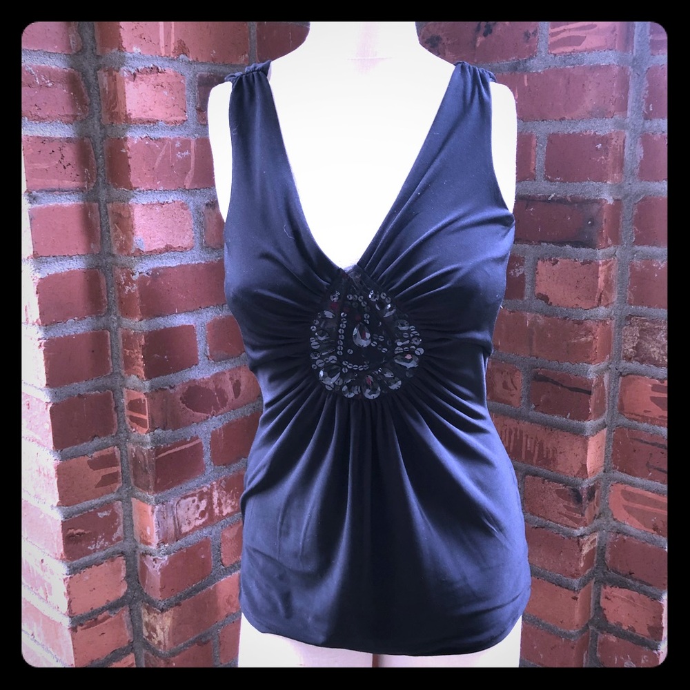 WhiteHouse Black Market Black bedazzled top